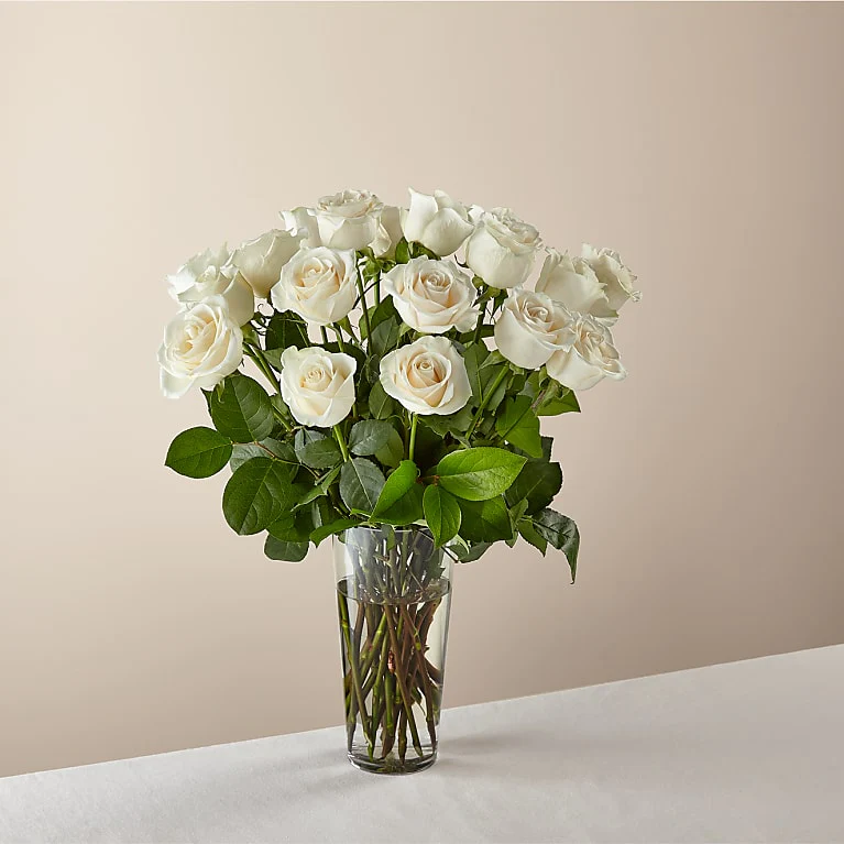 Long stem white rose bouquet