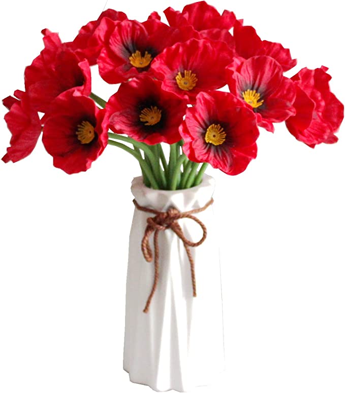 Red Artificial Poppy Silk Flowers