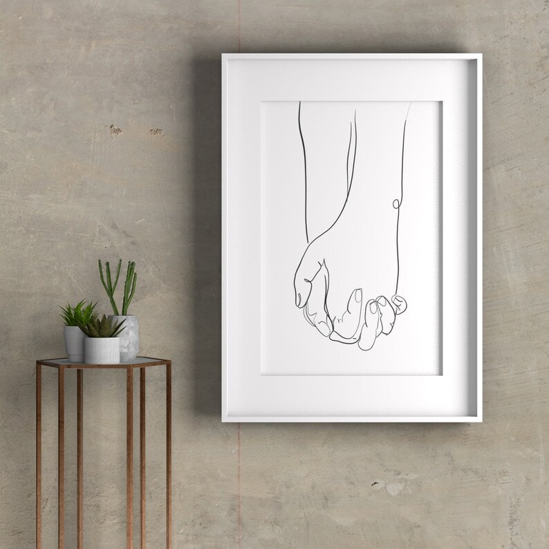 art print interlocking hands
