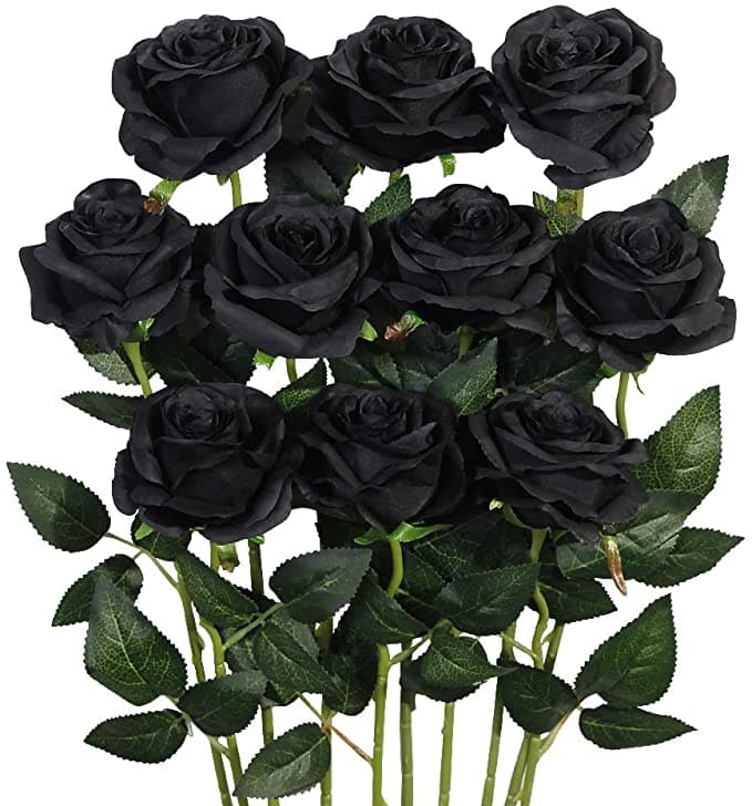 artificial black rose flower bouquet