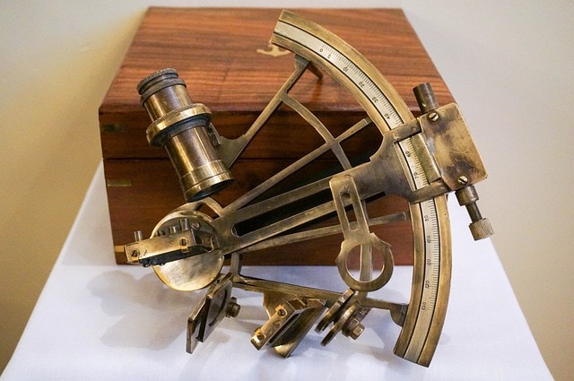 brass nautical sextant