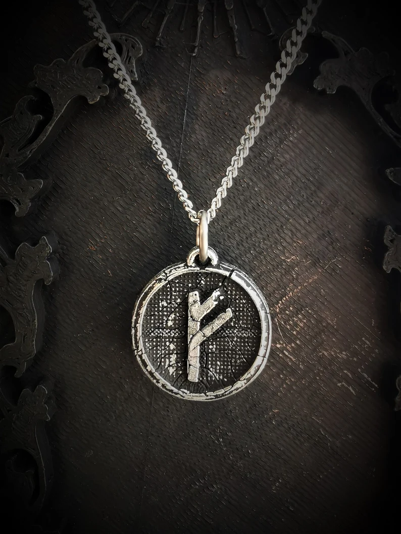 handmade fehu rune necklace