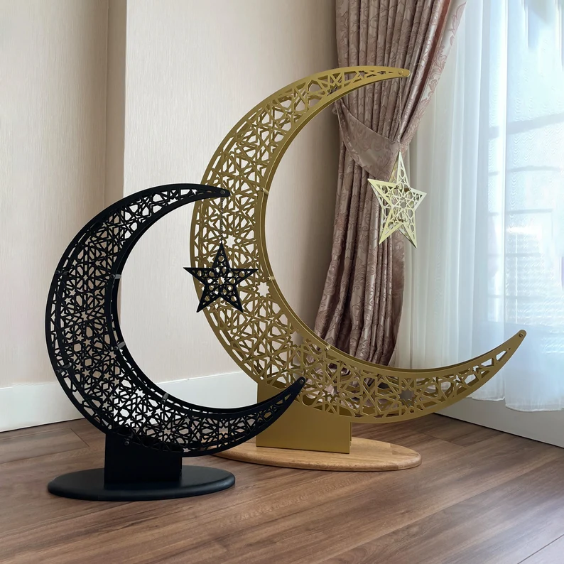 Large metal star and crescent decor