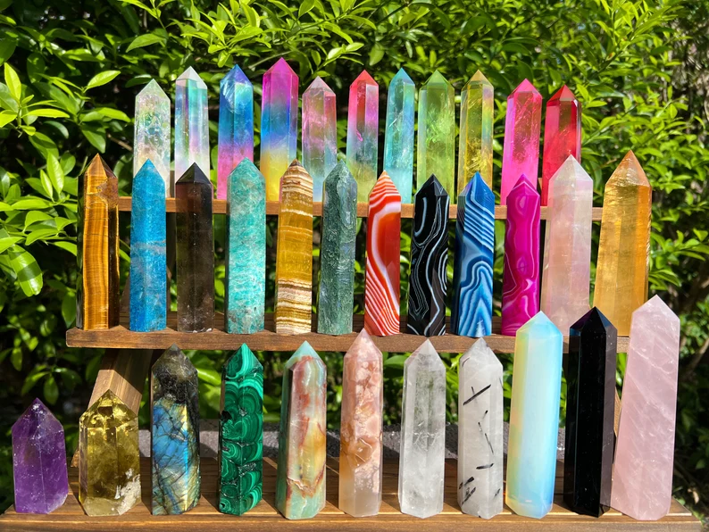 Natural crystal point tower