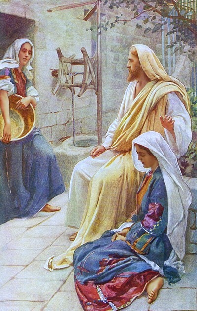 saint Martha and saint Mary with Jesus