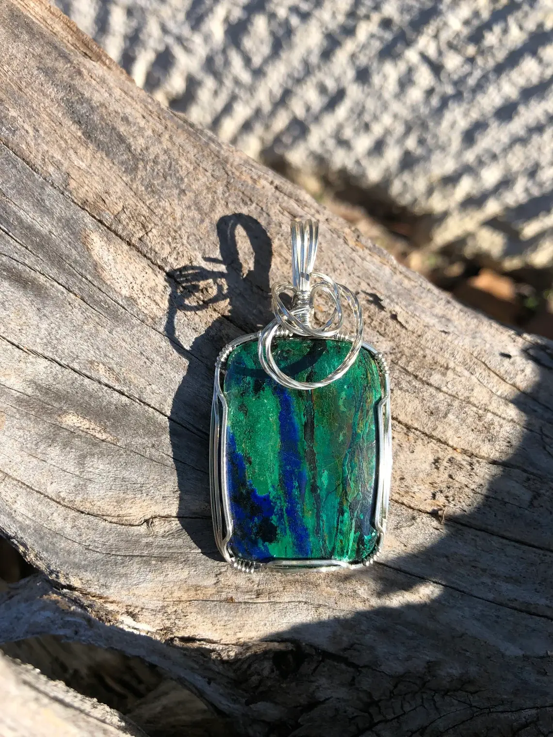 Azurite Pendant with Sterling Silver
