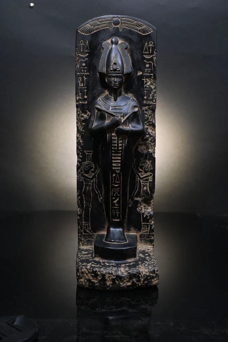 Black statue of Osiris the god