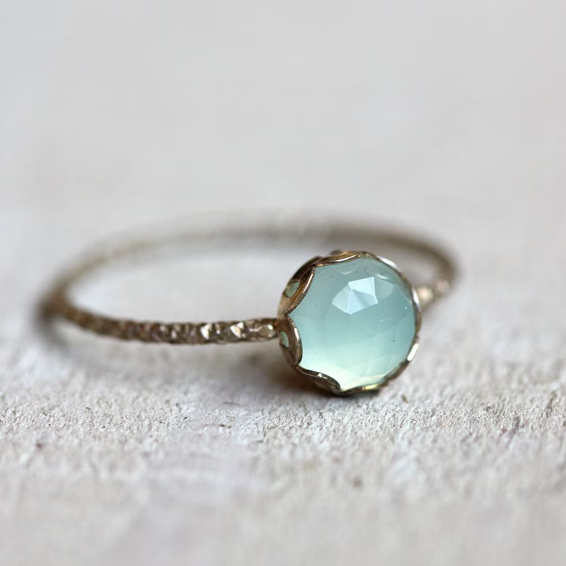 Blue chalcedony gemstone ring