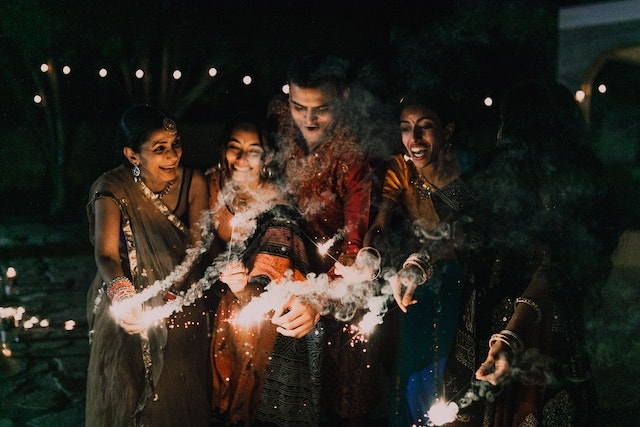 Family Celebrating Diwali