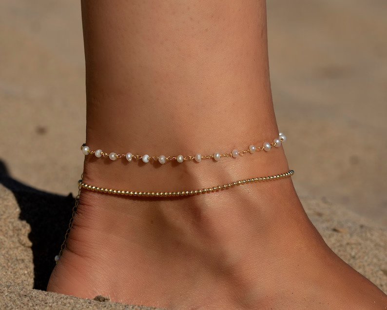 Freshwater pearl anklet