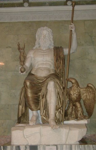 Statue of Jupiter in the Hermitage holding the sceptre and orb