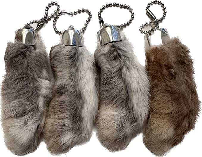 natural rabbit's foot keychains
