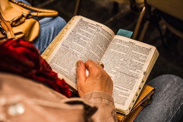 a grandma holding a bible