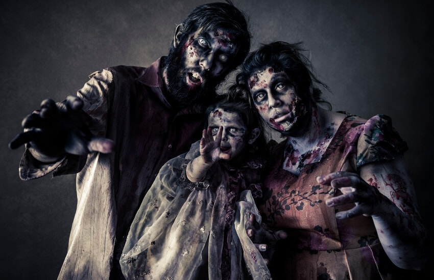 a mother, father and child zombies 
