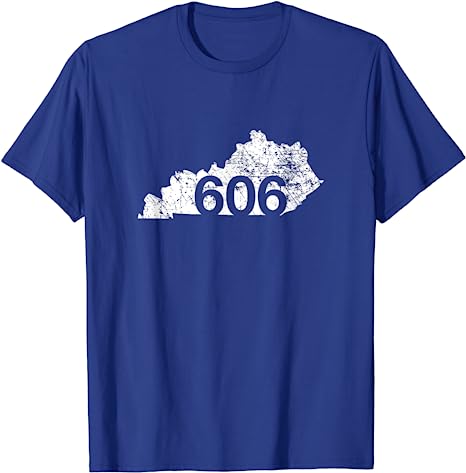 blue shirt with 606 area code design