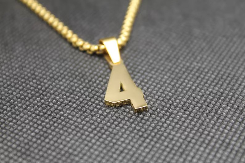 Number 4 Gold Pendant
