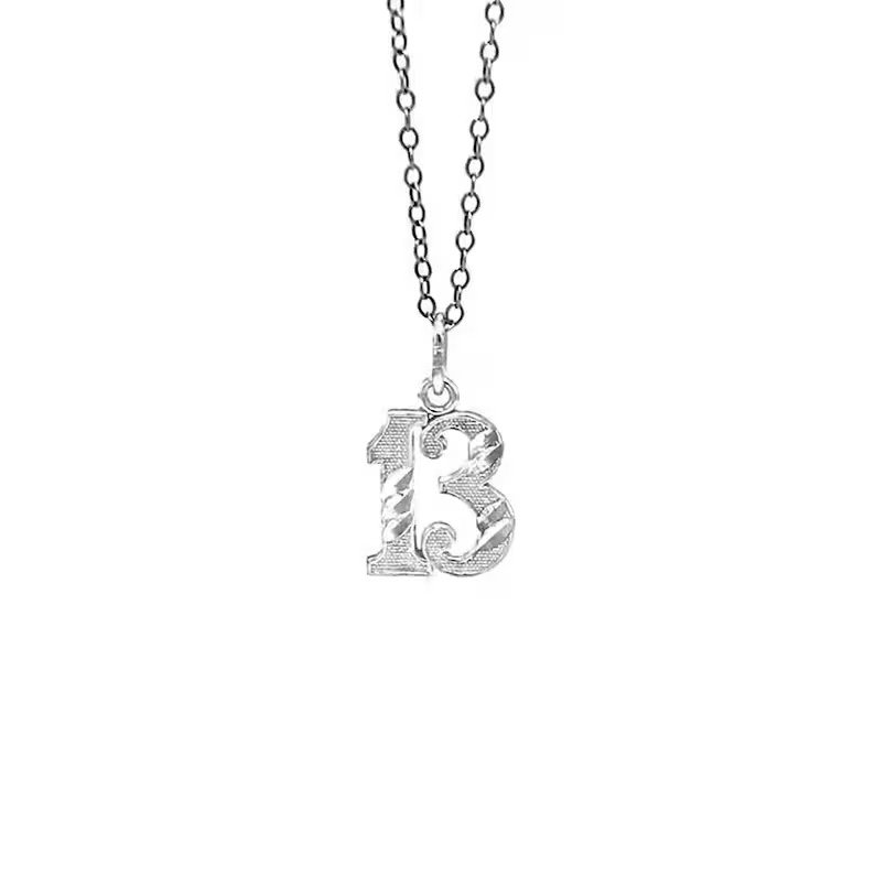 Silver Number 13 Pendant Necklace