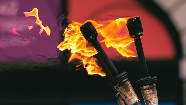 flames with blurred red and purple background