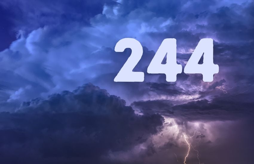 angel number 244 with clouds and lightning background
