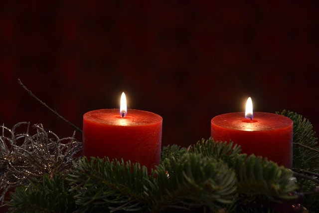 two red lit candles