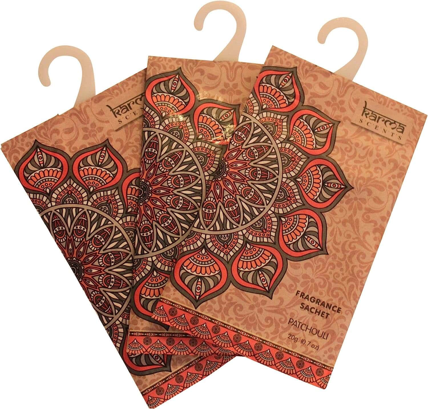 three pieces patchouli scented sachets