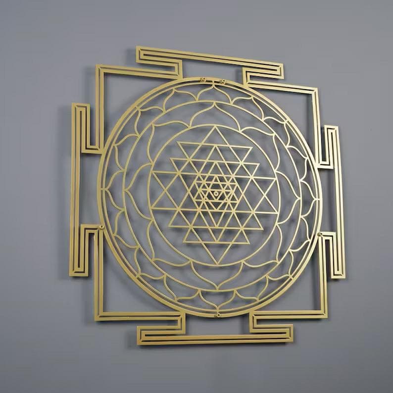sri yantra gold metal wall art