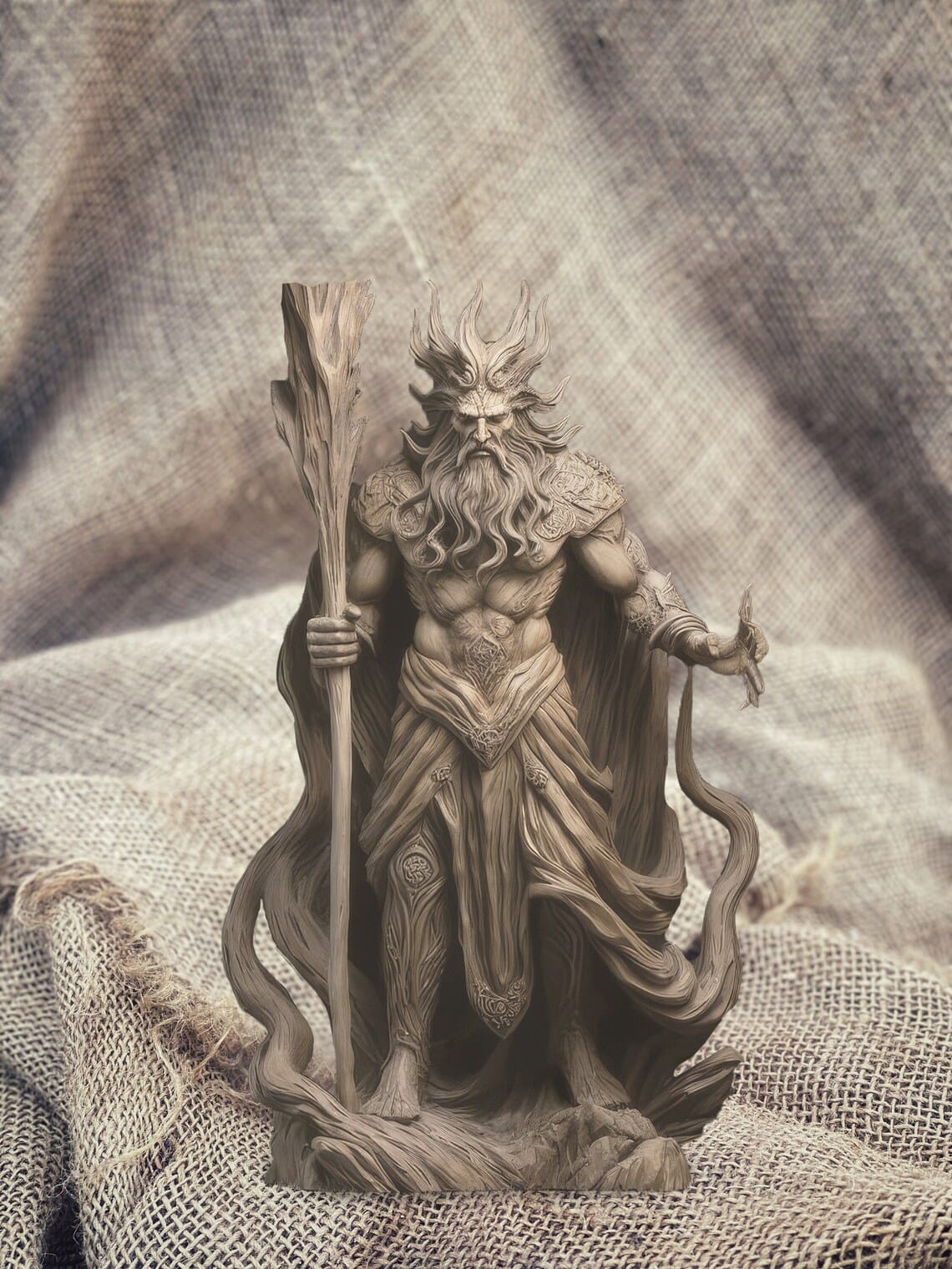 hades statue in wood