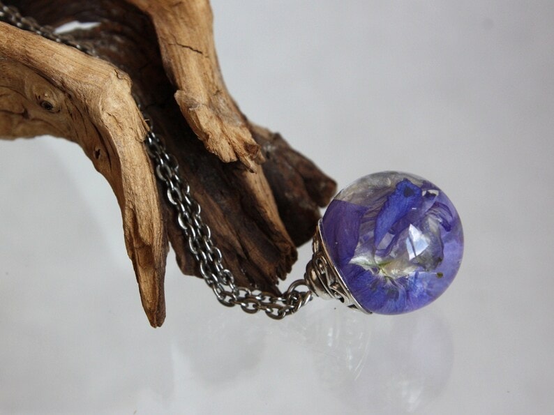 Purple Delphinium pendant