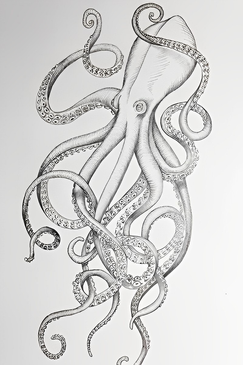 Sketch-Inspired Octopus Tattoo