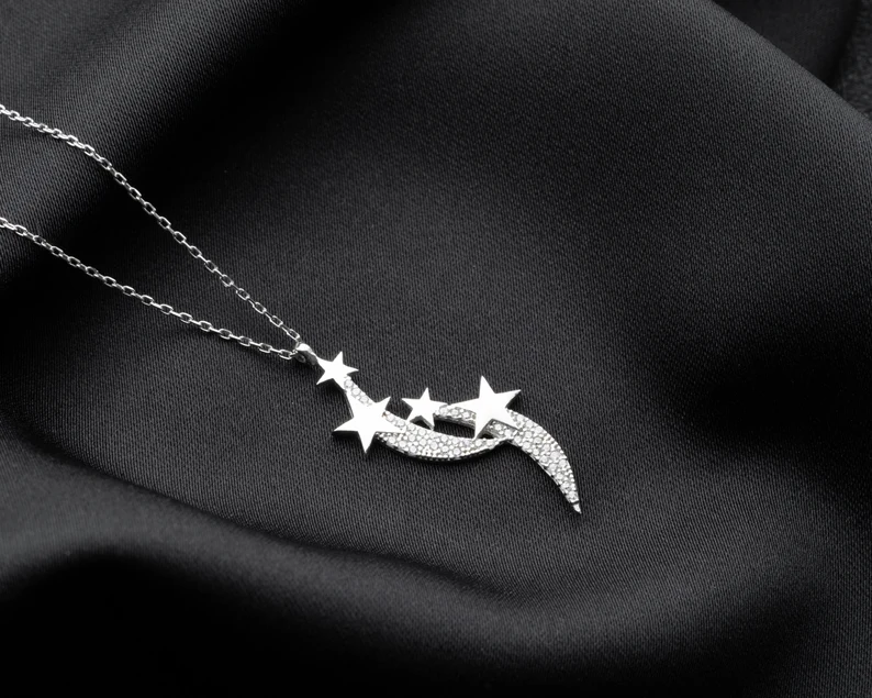 Sterling Shooting Stars Charm Necklace