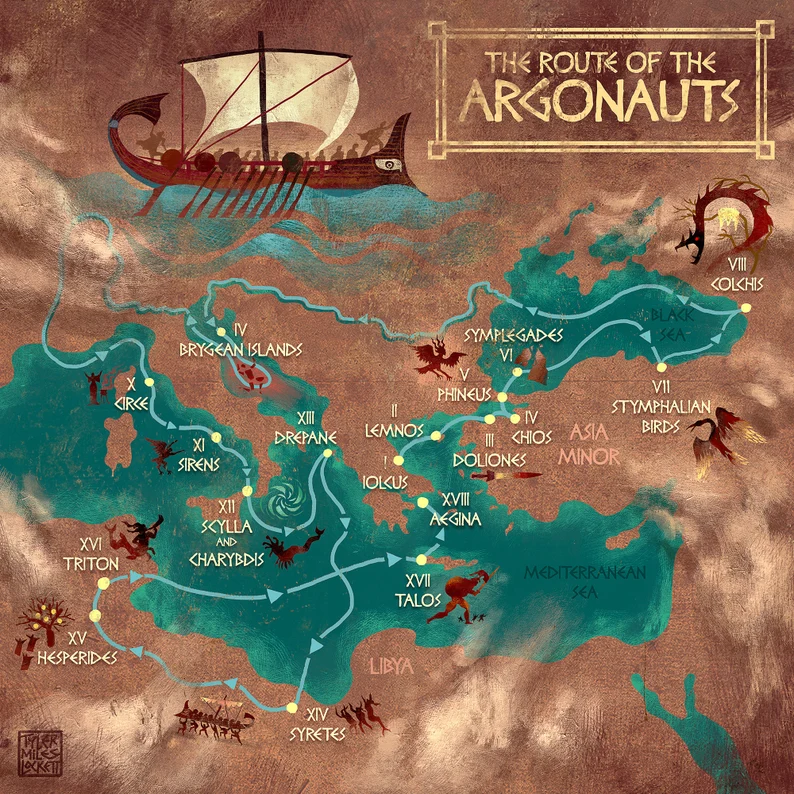 The Map of the Argonauts route