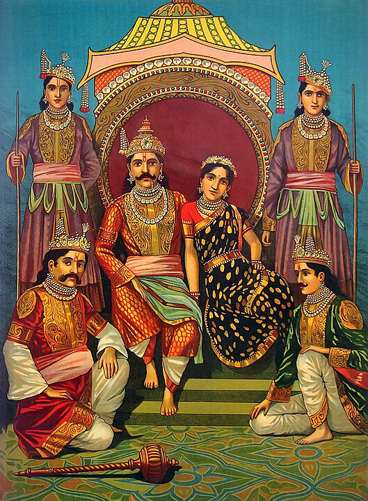 pandava brothers with their common consort, Draupadi.