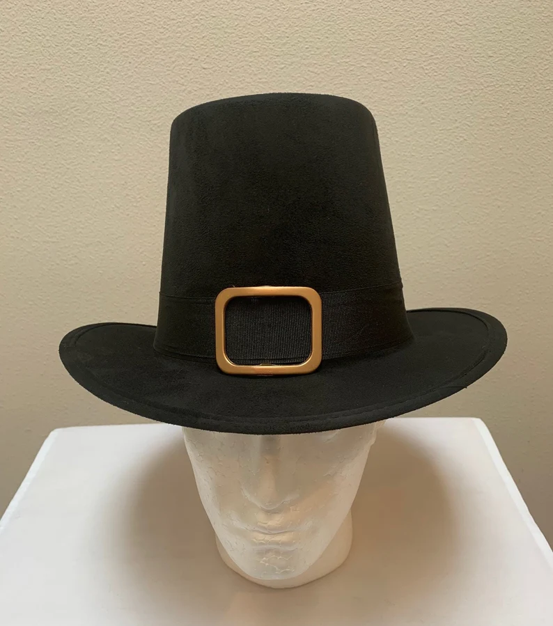 pilgrim colonial men's black tall hat
