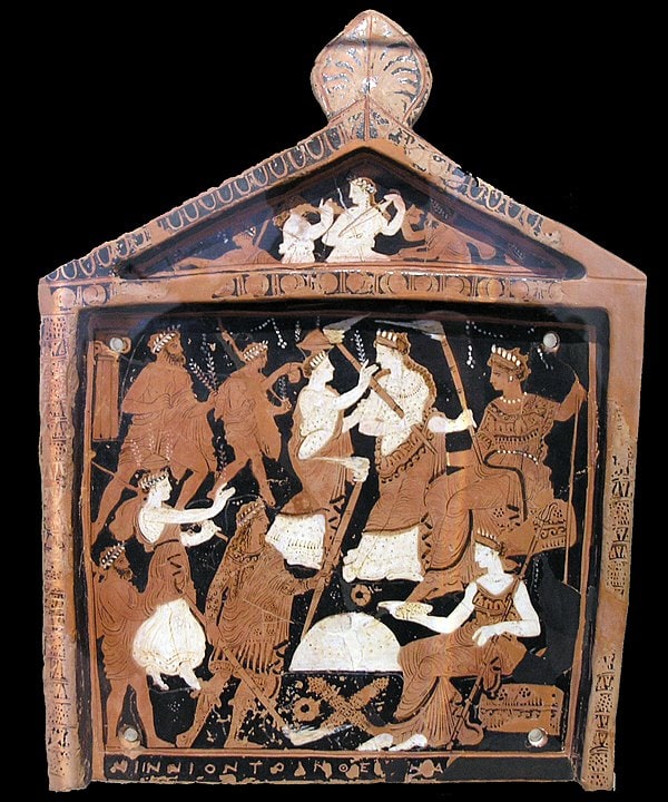 votive plaque depicting elements of eleusinian mysteries